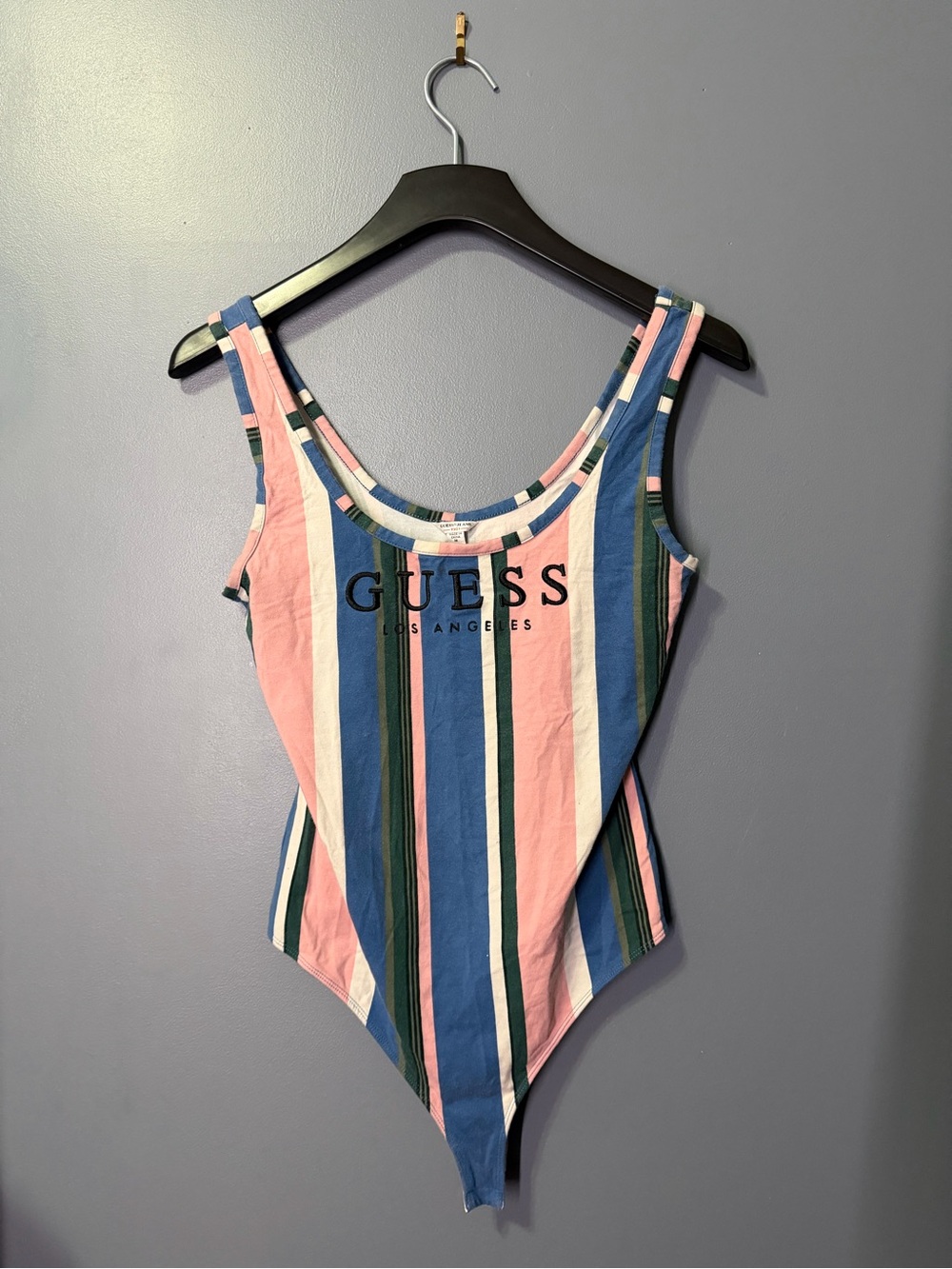 Vintage Guess Jeans Y2K Striped Logo Bodysuit M